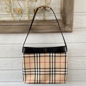Burberry Beige Nova Check Shoulder Bag with Black Trim